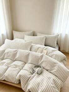 Veyra Day 3 Pieces100% Cotton Nordic Minimalist Striped Printed Duvet Cover Set Including 2 Pillowcases + 1 Duvet Cover (Inner Filling And Mattress Not Included) - GuangBai - View 2