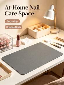 Waterproof And Durable Nail Art Table Mat, Made Of Waterproof And Soft PU Leather, Designed For Studio Tabletops And Foldable Nail Art Armrests. Ideal For Nail Artists In Salons And For Home Use. - Grey - View 8