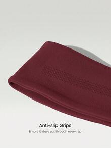 FeatherFit™ Warm-Up Sweat-Wicking Stretchy Non-Slip Grips Headband Yoga Pilates Gym Workout Training Daily Active Wear - Burgundy - View 3