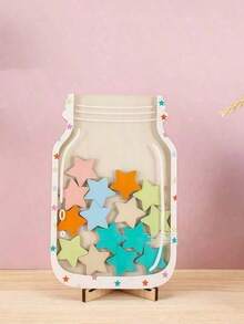 1PC Classroom Star Reward Jar With Cool Teaching Stickers -Wooden, Perfect For Home & School Motivation Stickers ForTeachers Classroom Reward Jar Back To School - Multicolor - View 7