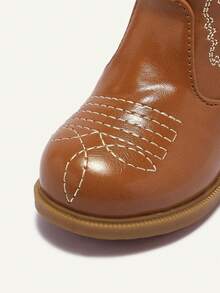 Cozy Pixies Autumn/Winter Fashion Versatile Fun Cute Comfortable Wear-Resistant Brown Embroidery Fun Pastoral Retro Baby Ankle Boots Western Cowboy Boots - Brown - View 6