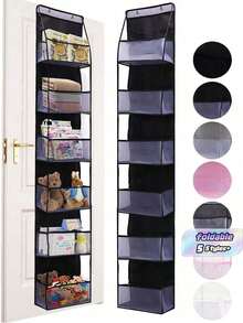 1pc 6-Layer Over-The-Door Hanging Storage Bag, Wall-Mounted Cosmetic Organizer Bag, Large Capacity Mesh With Transparent Pockets Hanging Storage Bag, Suitable For Kitchen, Bathroom, Closet, Bedroom, Dorm, Diaper, Toys, - Multicolor - View 1