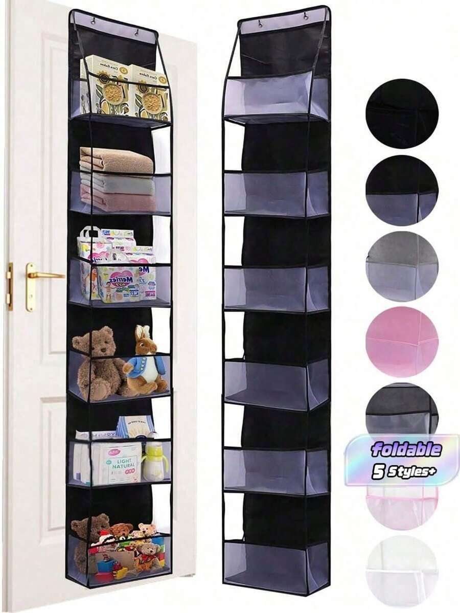 1pc 6-Layer Over-The-Door Hanging Storage Bag, Wall-Mounted Cosmetic Organizer Bag, Large Capacity Mesh With Transparent Pockets Hanging Storage Bag, Suitable For Kitchen, Bathroom, Closet, Bedroom, Dorm, Diaper, Toys, - Multicolor - View 1