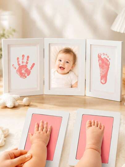 Newborn Birth Commemorative Hand And Foot Print Pad, Baby One-Year-Old Commemorative Products, Baby Growth Souvenirs, Excluding Photo Frames