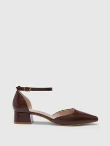 CUCCOO BIZCHIC Fashion Versatile Commute Pointed Toe Chunky High Heel Pumps - Coffee Brown - View 2