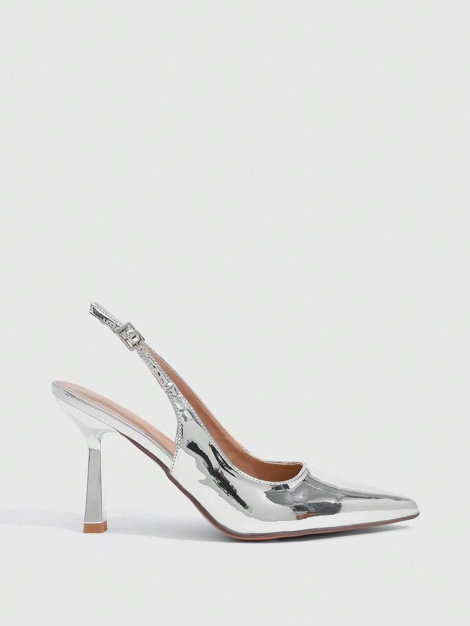 CUCCOO SZL Women's New European & American Minimalist Fashion French Mid-High Heel Pointed Toe Slingback Pumps With Color-Block Patent Heel, Side Buckle, Low Vamp, Round Toe, Sexy Comfortable Lightweight Slip-On Versatile Commuter PU Leather Classic Office Daily Street Date Party Elegant Shoes For Spring Summer Autumn All Seasons Fall Shoes