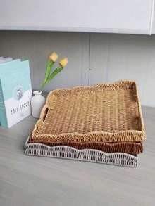 This Modern, Minimalist, Multi-Functional Faux Rattan Fruit Drainer Can Be Used As A Desktop Display Basket, Storage Basket, Tray, Or Even A Bread Basket For The Living Room. - Multicolor - View 14