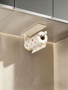 1PC UnderCabinet Paper Towel Holder Shelf SelfAdhesive WallMount Sturdy Plastic Rustproof SpaceSaving Vertical Rack EasyInstall Kitchen Bathroom Laundry Quick Access Strong Load Bearing Modern Essential - View 4