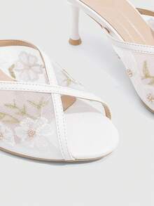CUCCOO SZL Women's Pointed Toe Retro Mules Heels Sexy Slip-On Stiletto Halter Sandals Suitable For Party Weddings Everyday - White - View 5