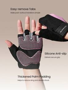 GLOWMODE Train Strong Anti-Slip Fitness Gloves With Padded Protection, Silicone Grip Palm, Breathable Mesh & Reflective Logo Gym Workout Training Gear - Pink - View 3