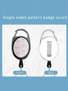 1pc Minimalist Versatile Oval Cherry Pattern Single-Sided ID Badge Reel, Personalized Badge Holder Clip, Interesting Medical/Nursing Work ID Card Holder, Office Staff, Teacher, Nurse, Student ID Badge Accessory (Floral) - A - View 5