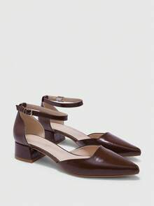 CUCCOO BIZCHIC Fashion Versatile Commute Pointed Toe Chunky High Heel Pumps - Coffee Brown - View 7