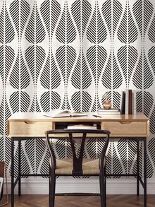 1PC Black White Diagonal Geometric Line Teardrop Pattern Self Adhesive Peel And Stick Removable Wallpaper Sticker For Cabinet Countertop Bedroom Kitchen Wall Decoration Living Room Furniture Wardrobe Door Surface Covering - multicolor - View 2