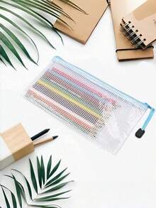 Clear Pen Bag 10 Pcs Mesh Zipper File Pouch Waterproof Travel Storage For School Supplies Tickets Cosmetics Stationery Back To School Student Backpack Must Have Smart Choice - A6 - View 2
