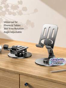Portable Metal Lazy Phone Stand, 360° Rotation Fold‑To‑Carry Desktop Phone Bracket - Multicolor - View 1