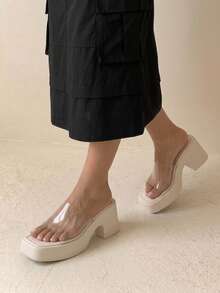 HighSole 时尚果冻凉鞋春夏季度假鞋夏季派对坏蛋别致华丽风格春季鞋春假复活节 - 無色 - 查看 6