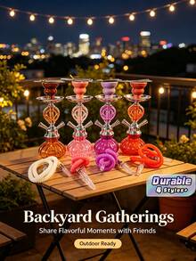 1Set Mini Glass Hookah Set, Single/Double Hose Shisha Pipe, Portable Smoking Water Pipe For Home Party Travel, No Electricity Needed, Lightweight Durable Glass, Multiple Colors Available - one-size - View 1