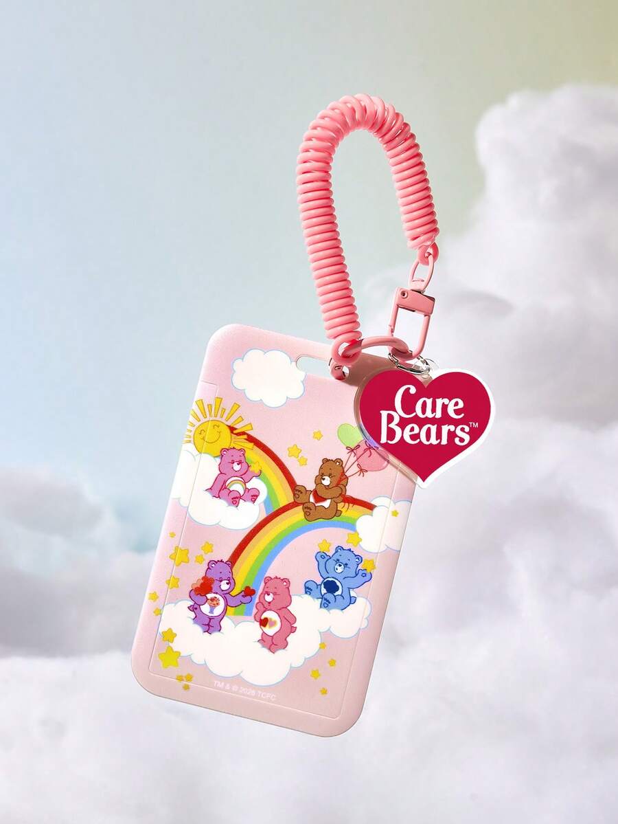 SHEIN X Care Bears 1個卡通熊角色圖案卡套附掛繩,適用於公車卡、識別證、工作識別證等,適合學校使用 - 長方形 - 查看 1