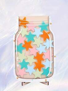 1PC Classroom Star Reward Jar With Cool Teaching Stickers -Wooden, Perfect For Home & School Motivation Stickers ForTeachers Classroom Reward Jar Back To School - Multicolor - View 9