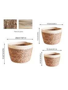 1/2/3PCS Natural Seagrass Woven Planter Basket Set Large Medium Small Boho Farmhouse Coastal Wall Hanging Flower Pot Holder Storage Organizer For Living Room Bathroom Home Decor Spring Summer Gift Must Haves - one size fits all - View 12