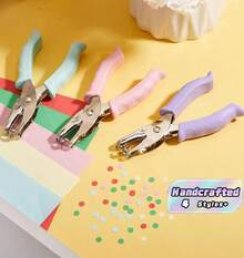 Macaron Colored Manual Puncher, Suitable For Metal Binding Of Paper And Cards, With A Punching Diameter Of 6mm, Suitable For Office Stationery, No Battery Required - Multicolor - View 1
