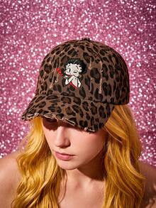 Betty Boop X Joivida 1pc Printed Baseball Cap, Cartoon Print, Breathable Material, Easy Style And Match, Street Style Statement, For Men And Women, Perfect Everyday Item - Coffee - View 2