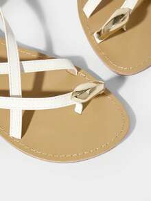 HighSole Women's Fashion Casual Vacation Flat Sandals - White - View 7