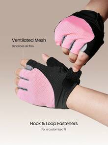 GLOWMODE Train Strong Anti-Slip Fitness Gloves With Padded Protection, Silicone Grip Palm, Breathable Mesh & Reflective Logo Gym Workout Training Gear - Pink - View 4