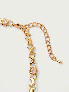 Glisma 18k Gold Plated Moon Gemstone Chain Necklace Bracelet - Yellow Gold - View 3