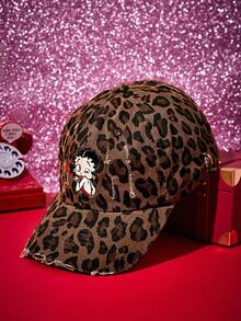Betty Boop X Joivida 1pc Printed Baseball Cap, Cartoon Print, Breathable Material, Easy Style And Match, Street Style Statement, For Men And Women, Perfect Everyday Item - Coffee - View 3