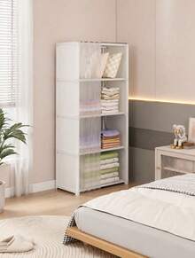1 buah Lemari Pakaian Sederhana untuk Kamar Tidur, Rumah, Perakitan Mudah, Lemari Pakaian Kain, Penyimpanan Sederhana, Kabinet Penyimpanan Sederhana. Bahan: Pipa Baja Tahan Karat + Kain Non-Anyaman + Plastik - MultiWarna - View 4
