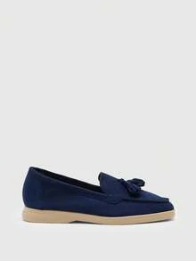 CUCCOO BIZCHIC Women's Round Toe Flat Loafers, Removable, Suitable For Daily Casual Wear, Applicable For Office And Outdoor Fall Shoes - Dark blue. - View 1