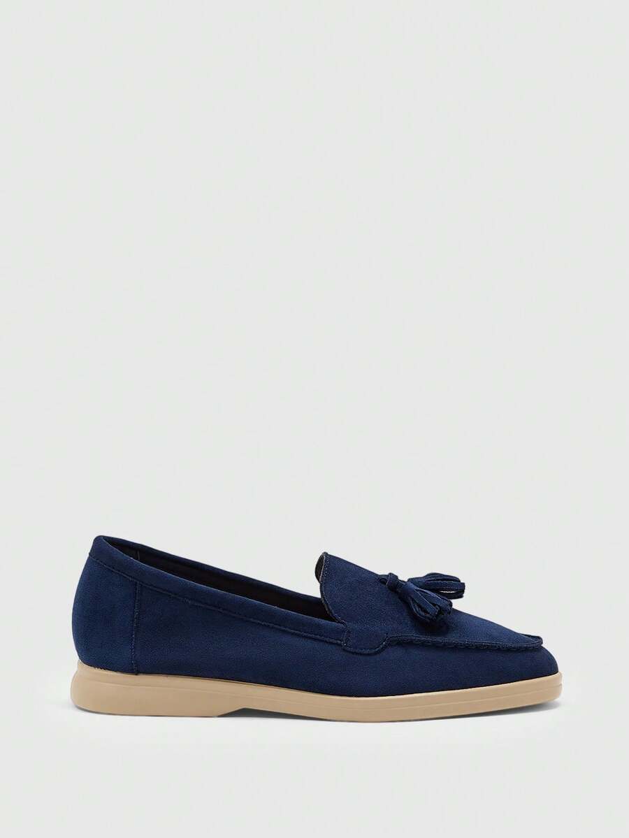 CUCCOO BIZCHIC Women's Round Toe Flat Loafers, Removable, Suitable For Daily Casual Wear, Applicable For Office And Outdoor Fall Shoes - Dark blue. - View 1