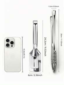 1PC Stainless Steel BBQ Tongs - Multifunctional Cooking Utensil For Kitchen & Camping - Silver - View 5