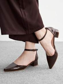 CUCCOO BIZCHIC Fashion Versatile Commute Pointed Toe Chunky High Heel Pumps - Coffee Brown - View 4