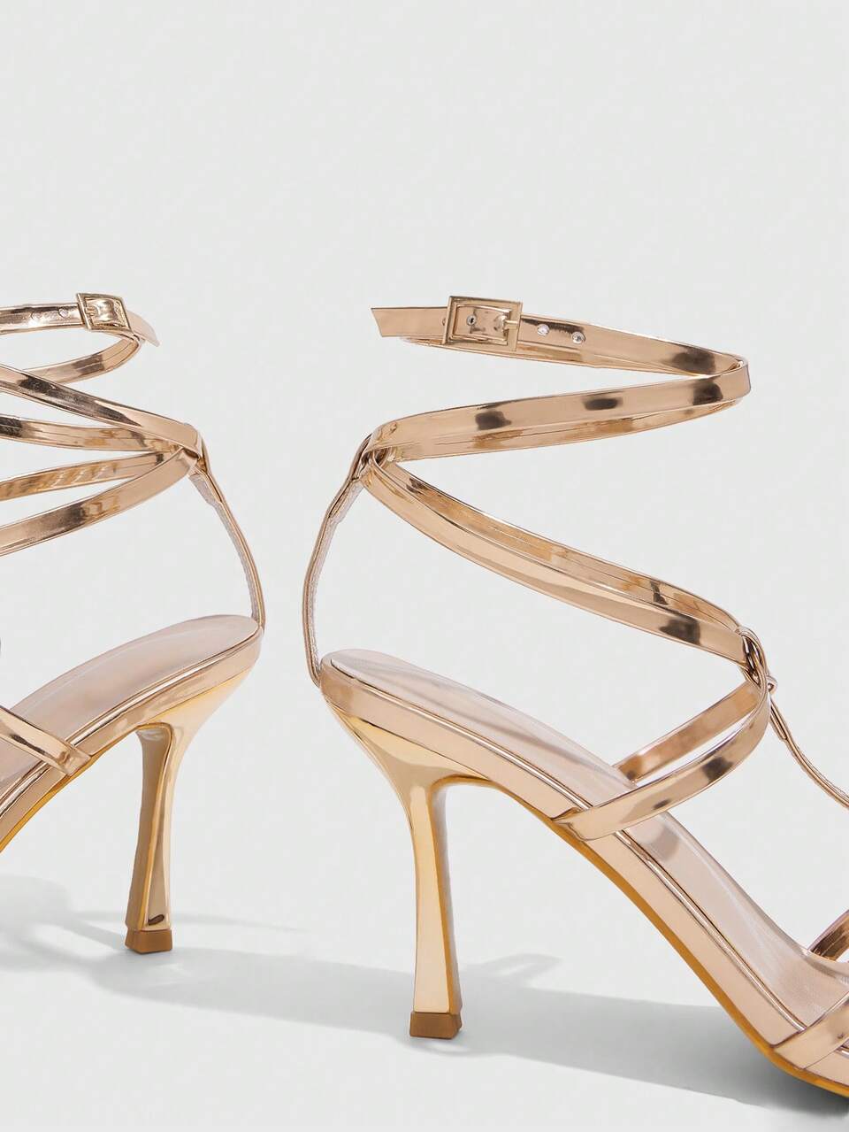 CUCCOO SZL Ladies Round Toe Peep Toe Sticky High Heel Metal Strap Strap Women's High Heel Sandals Sexy Banquet