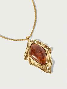 Glisma 18k Resin Necklace Niche Personalized Necklace - Gold-brown necklace - View 3