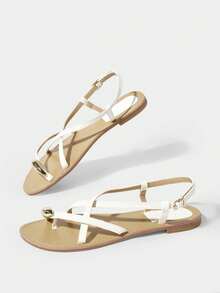 HighSole Women's Fashion Casual Vacation Flat Sandals - White - View 9