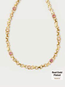 Glisma 18k Gold Plated Moon Gemstone Chain Necklace Bracelet - Yellow Gold - View 1