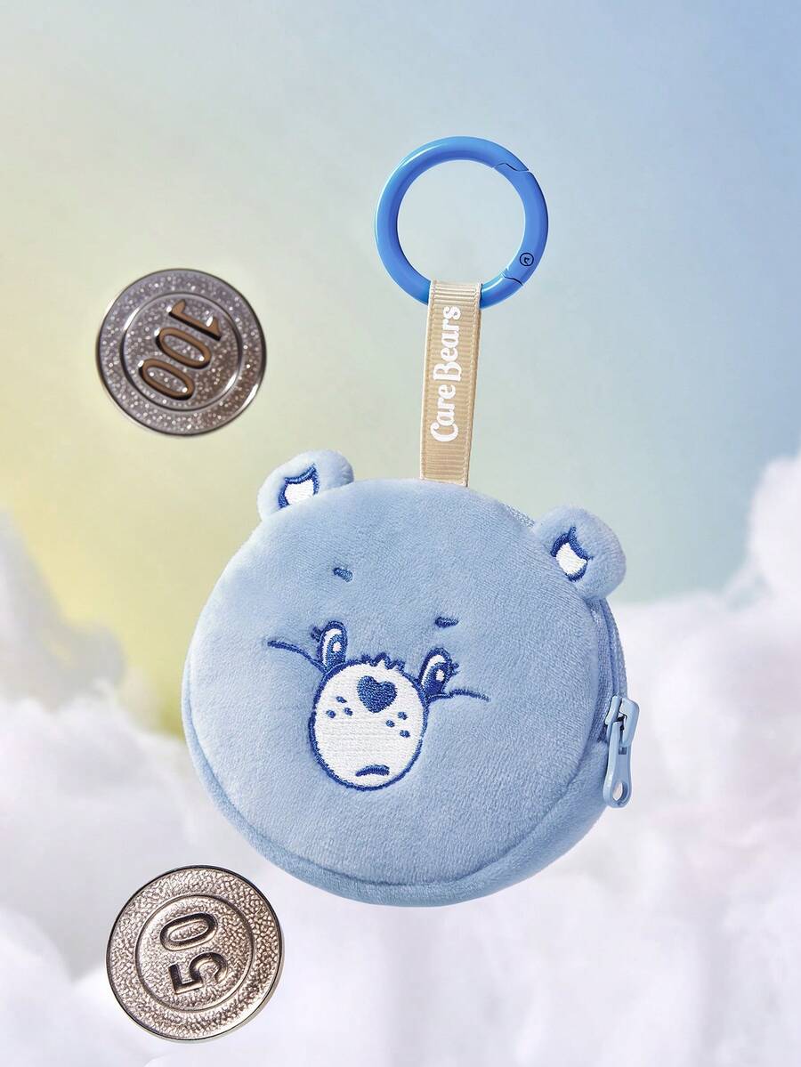 SHEIN X Care Bears 1個可愛卡通零錢包，立體造型，可收納硬幣、卡片、鑰匙等小物，可掛在包包上 - 藍色 - 查看 1