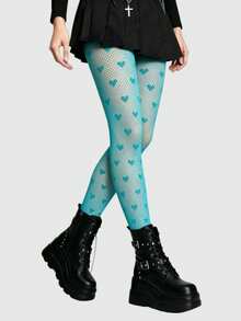 ROMWE Goth Love High Elastic Jumpsuit Fishing Net Socks Are Suitable For Matching Skirts - lake blue - View 5