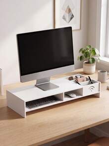 Penyangga Monitor Hitam, Braket Penyimpanan Meja dengan Tempat Pena dan Kompartemen Penyimpanan, Rak Angkat Komputer, Pengatur Keyboard Kantor/Pelajar. - Dudukan penguat WIFI - View 7
