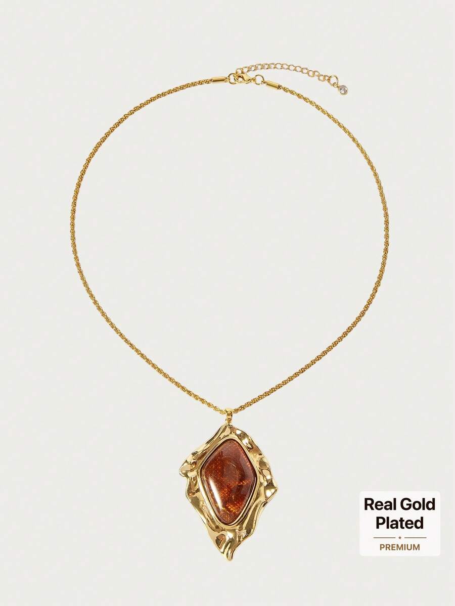 Glisma 18k Resin Necklace Niche Personalized Necklace - Gold-brown necklace - View 1