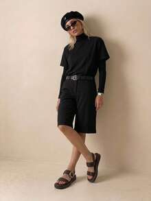 HighSole 雙條帶露趾方頭厚底平底休閒女款涼鞋，適合通勤、購物、度假穿著 - 咖啡棕 - 查看 6