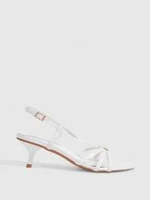 CUCCOO SZL 女款 5.5CM 高跟涼鞋 圓頭露趾 小貓跟 交叉綁帶 白色 性感百搭優雅 日常通勤/海灘/派對 - 白色.. - 查看 2