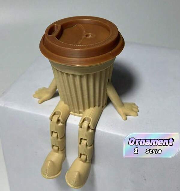 A Creative And Cute Coffee Cup Ornament, Featuring Exquisite Movable Joints, Serves As A Companion For Coffee Machines,