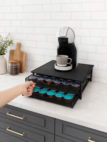 1pc Coffee Machine Stand With Pull‑Out Drawers, Metal Coffee Capsule Holder Organizer For Kitchen Countertop - Multicolor - View 7