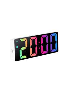 Digital Alarm Clock, Luminous Large Display Mirrored Desk Alarm Clocks, Modern Home Decor, With Date And Temperature, Table Ornaments For Bedroom, Living Room - one-size - View 11
