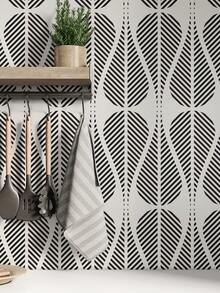 1PC Black White Diagonal Geometric Line Teardrop Pattern Self Adhesive Peel And Stick Removable Wallpaper Sticker For Cabinet Countertop Bedroom Kitchen Wall Decoration Living Room Furniture Wardrobe Door Surface Covering - multicolor - View 5