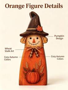 Rustic Hand-Painted Scarecrow Ornaments, Autumn Thanksgiving Home Desktop Decor, Country Style Harvest Decoration - Scarecrow ornament - View 7